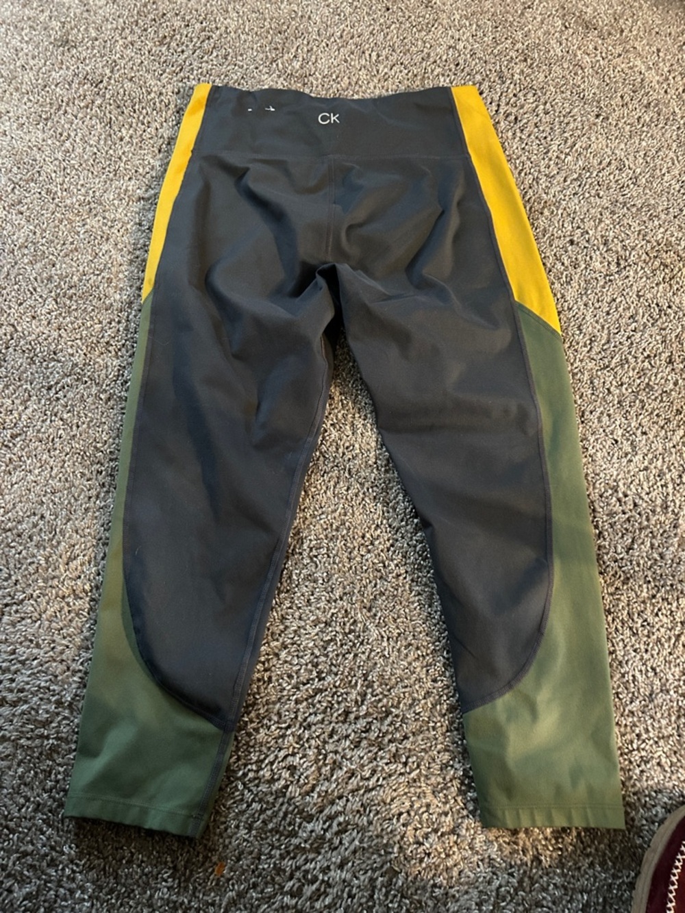 Calvin Klein Colorblock Performance Leggings - Black, Olive & Yellow